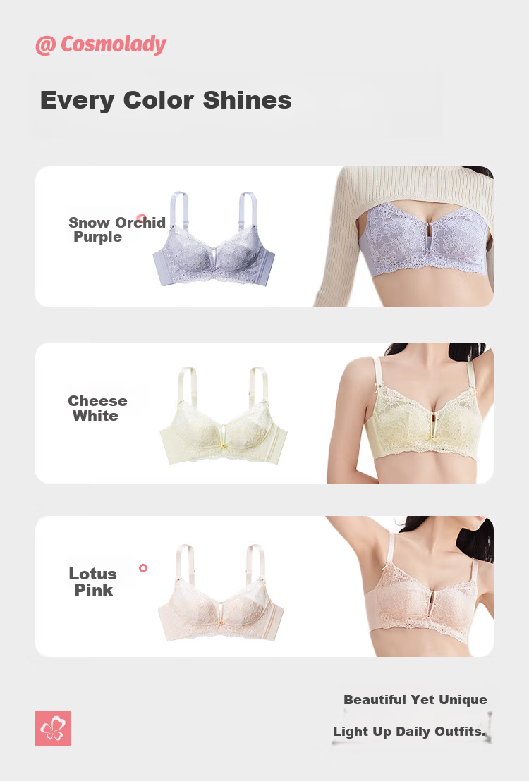 Dushiliren Women's Wireless Thin Bra, Push-Up, Lift, Side Support, Sexy Lace, Gathered Brassiere 2BT203 14