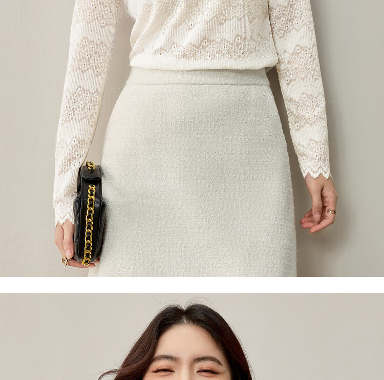 Sentubila Semi-Turtleneck Floral Textured Lace Slim Fit Long Sleeve Top for Women Autumn Hollow Out Inner Layer Shirt 11