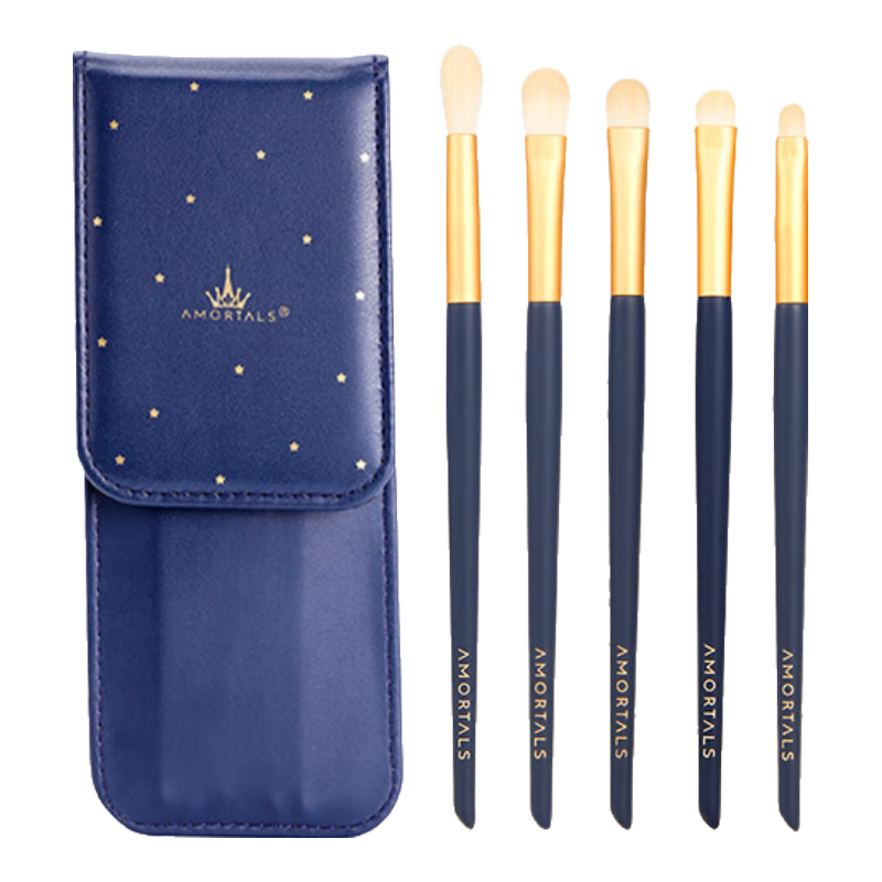 AMORTALS Starry Eye Makeup Brush Set: Eyeshadow Brush, Blush Brush, Lip Brush, Concealer Brush - 5 Pieces Holiday Gift