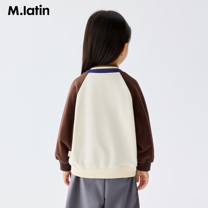 M.Latin Children's Sweatshirt, Winter 2025 New Style, Girls' Toddler Fleece Semi-Turtleneck, Contrasting Color Round Neck Sweatshirt