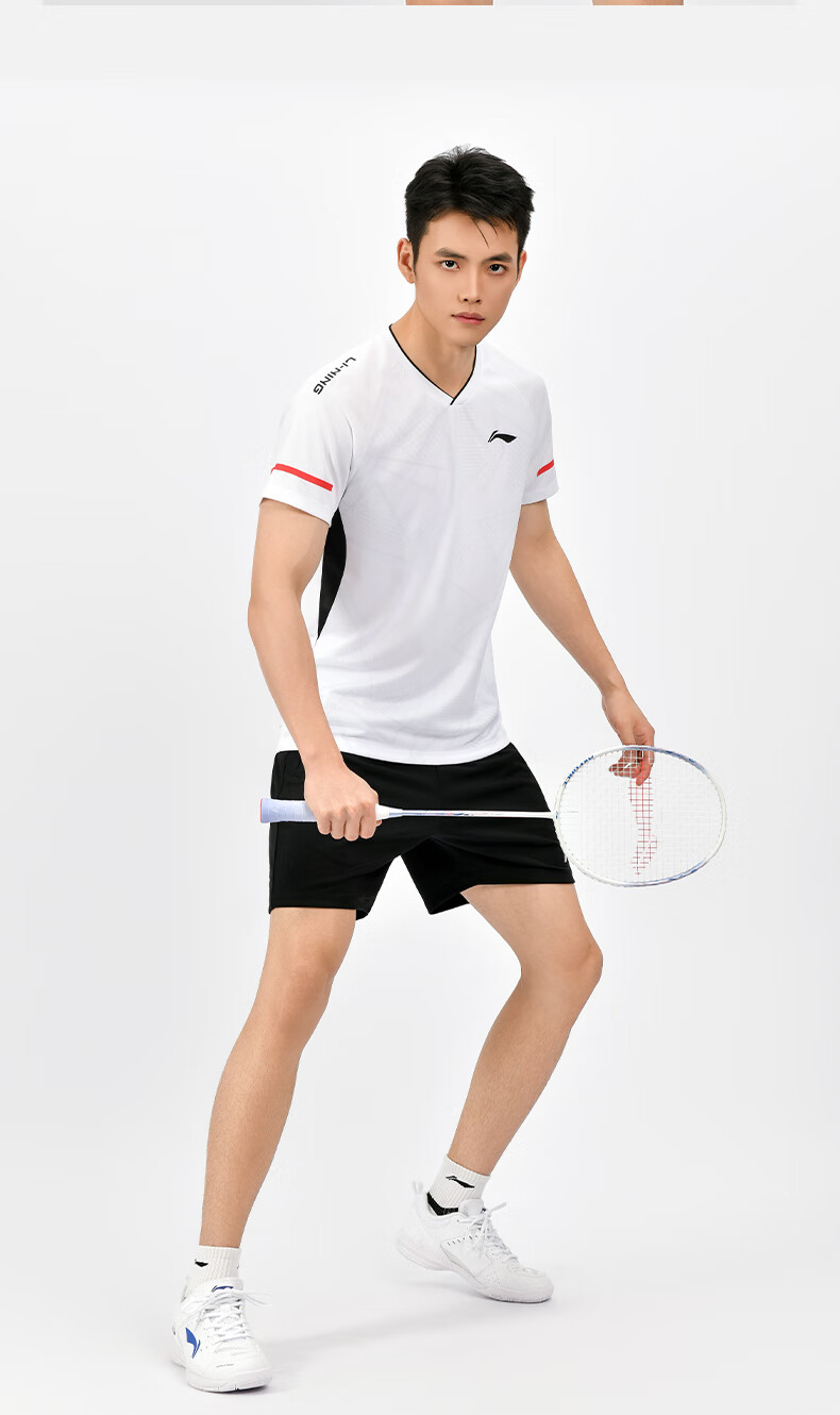 LI-NING Unisex Badminton Short Sleeve Match Set Two-Piece Club Series Sports Teamwear 4