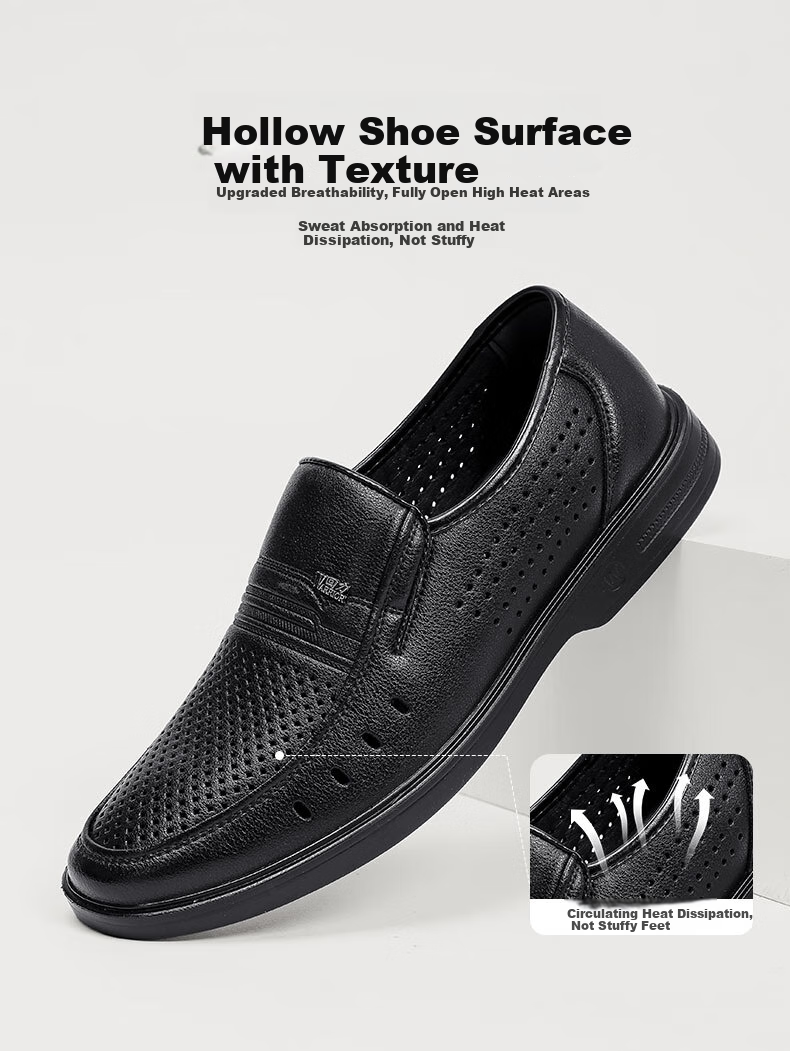 Warrior Leather Shoes for Men, 2025 Autumn New Style, Hollow Breathable Soft-Soled Formal Business Shoes, 2359 Black, Size 43 3