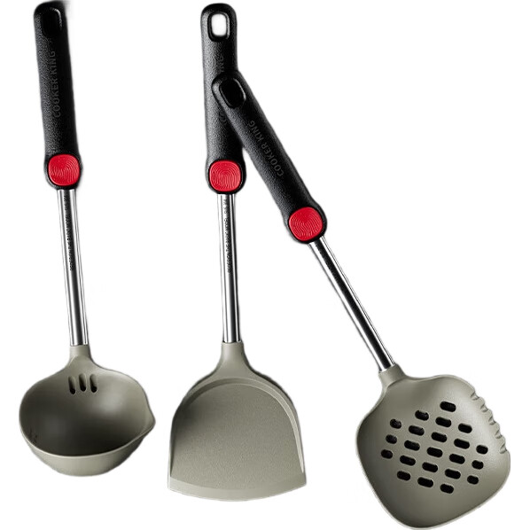 COOKER KING Ложка-шумовка с прорезями, силиконовая, для клецок и лапши, жаропрочная ручка, большая антипригарная ложка-шумовка для вока
