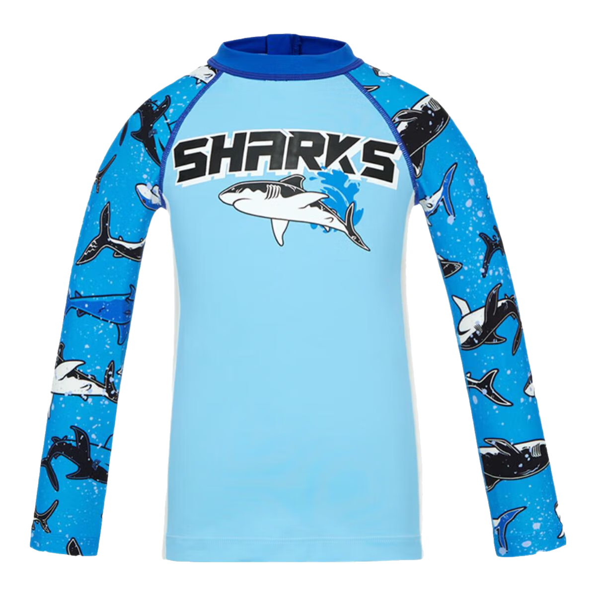 Aimer Kids Boys' One-Piece Swimsuit Dress for Beach Vacation And Hot Springs, Chlorine-Resistant Class A, Shark-Inspired Long-Sleeve Swimwear, Size 110