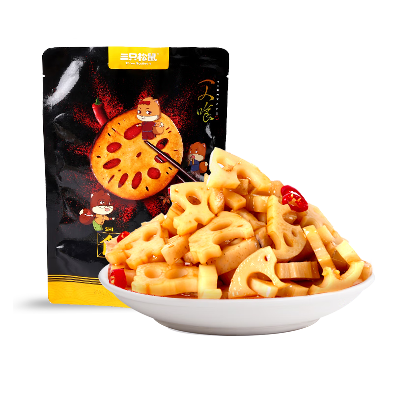 三只松鼠脆藕片黑鸭味150g 休闲零食香辣莲藕卤味蔬菜特产素食解馋小吃