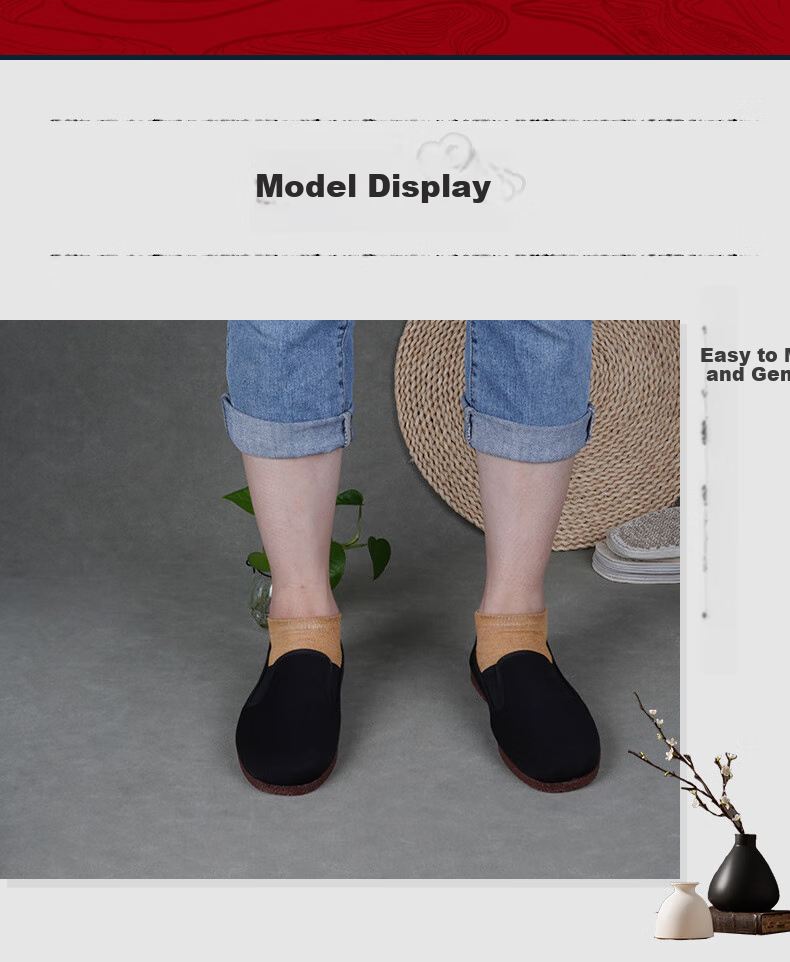 Weizhi Men's Cloth Shoes, Traditional Beijing-Style Cloth Shoes, Casual Low-Top Work Shoes, Slip-On Elderly Shoes, WZ1037 8