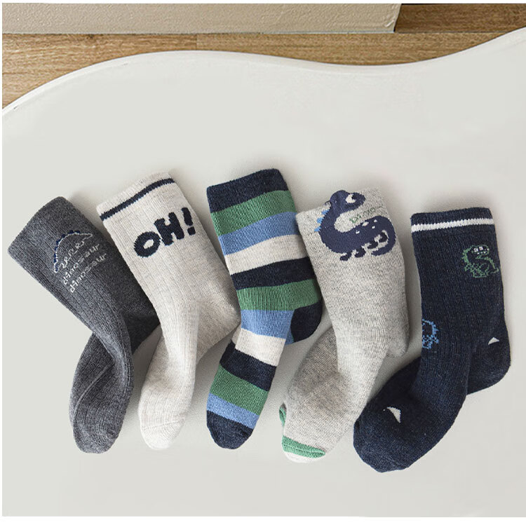 Yuzhaolin 5 Pairs Kids Socks Spring Summer Cotton Mid-Calf Youth Boys Odor-Resistant Elementary School Boys Girls Sports Cotton Socks 12