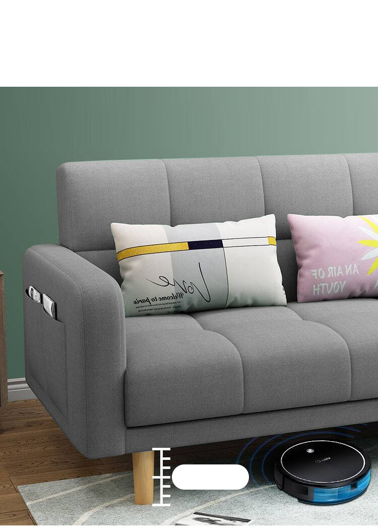 Huakaizhixing Sofa Bed, Dual-Purpose Folding Sofa And Bed, Two-Seater, Tech Fabric Sofa S96, Gray Tech Fabric, 2 Meters 10