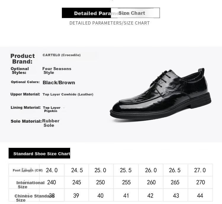 CARTELO British Hand-Scraped Top-Grain Leather Men's Shoes, Business Casual Men's Leather Shoes, Suede Wedding Shoes, Leather Shoes 9735 Black Size 44 4