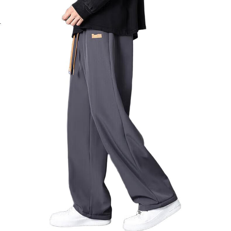 Мужские повседневные брюки Jeanswest, модель 2025 года, прямые, свободные, широкие, трендовые, универсальные спортивные брюки, темно-серые, размер 3XL