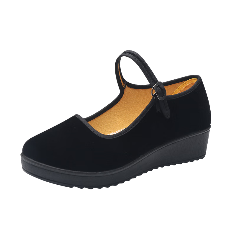 Lifeng Old Beijing Cloth Shoes Women Shallow Mouth Mom Shoes Casual Comfortable Soft Sole Breathable Dance Work Black Cloth Shoes Black 38