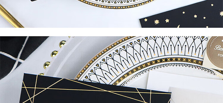 E-Muguo Greeting Cards Set of 4 with Envelopes, Letter Paper, Gift Birthday Cards, Confession Gifts, Ins Style Business Blessing Cards, Wish Cards, Thanksgiving Cards, Black with Gold Foil 20
