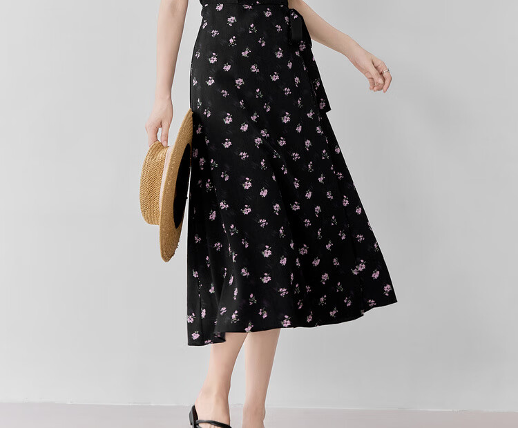 Shangdu Bila V-Neck Short Sleeve Printed Dress Women Summer Waist Slimming Tea Break Floral Elegant Commuter Mid-Length Dress 23