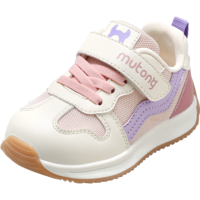Mutong Toddler Walking Shoes Functional Shoes Spring And Autumn Breathable Mesh Boys Girls Baby Shoes Children's Sneakers, Rose Purple Size 22