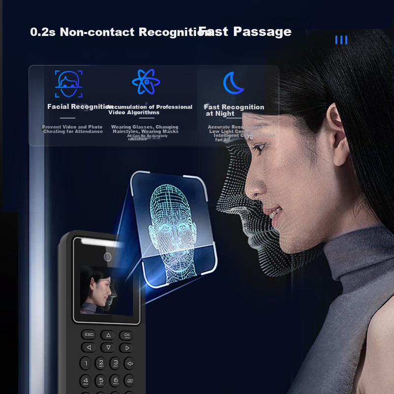 HIKVISION's Haoshitong Access Control Facial Recognition All-In Machine, Attendance Punch-In Device, Facial Recognition Card Reader Password Office Enterprise Network Cable Connection, 2.4-Inch Screen, Supports Electromagnetic Lock