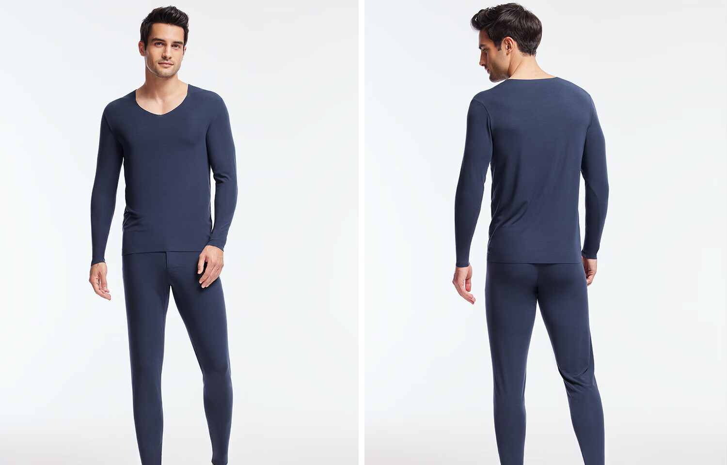 AIMER MEN Men's Thermal Base Layer Set Modal Seamless NS74J471 Dark Blue 185 29