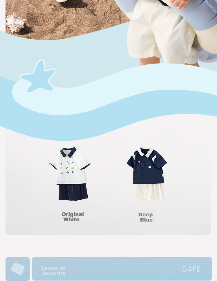 Balabala Kids Short Sleeve Set Baby Summer 2026 New Boys Polo Shirt Two-Piece T-Shirt and Pants 3