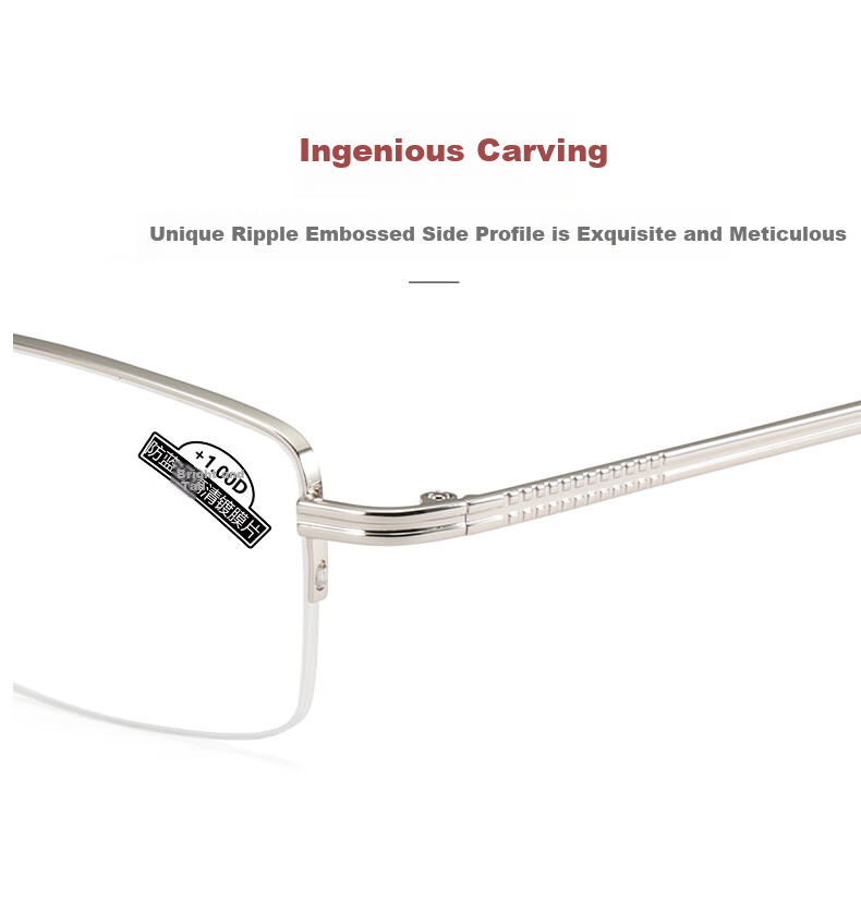 Funsonca Metal Folding Portable High-Definition Anti-Blue Light Reading Glasses for Men And Women, Imported Materials Comfortable 6104 300 Degree 5