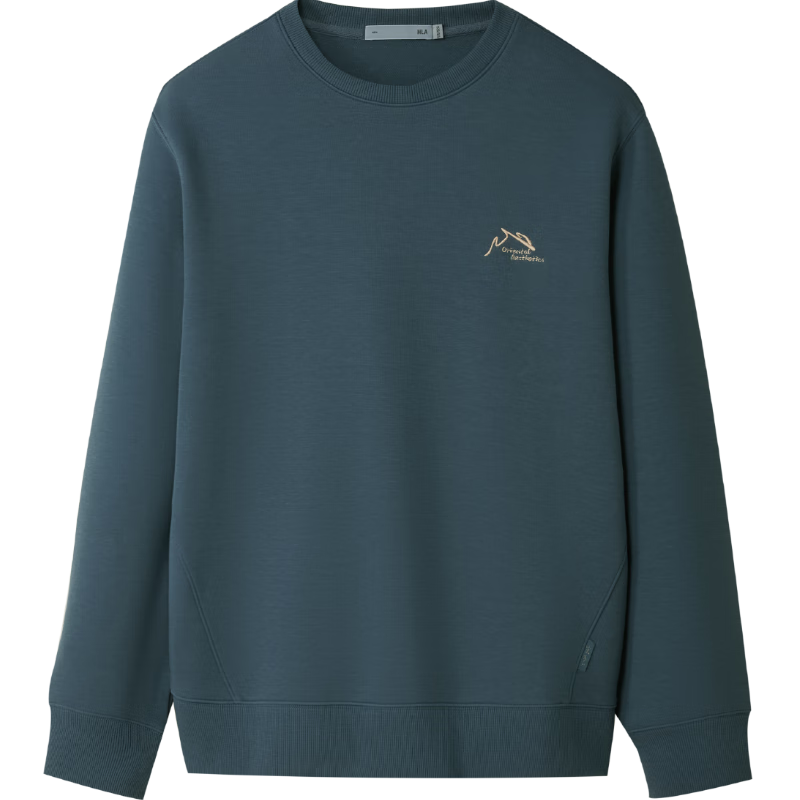 HLAHLA Men's Sweatshirt Mountain Series Embroidered Crew Neck Simple Long Sleeve