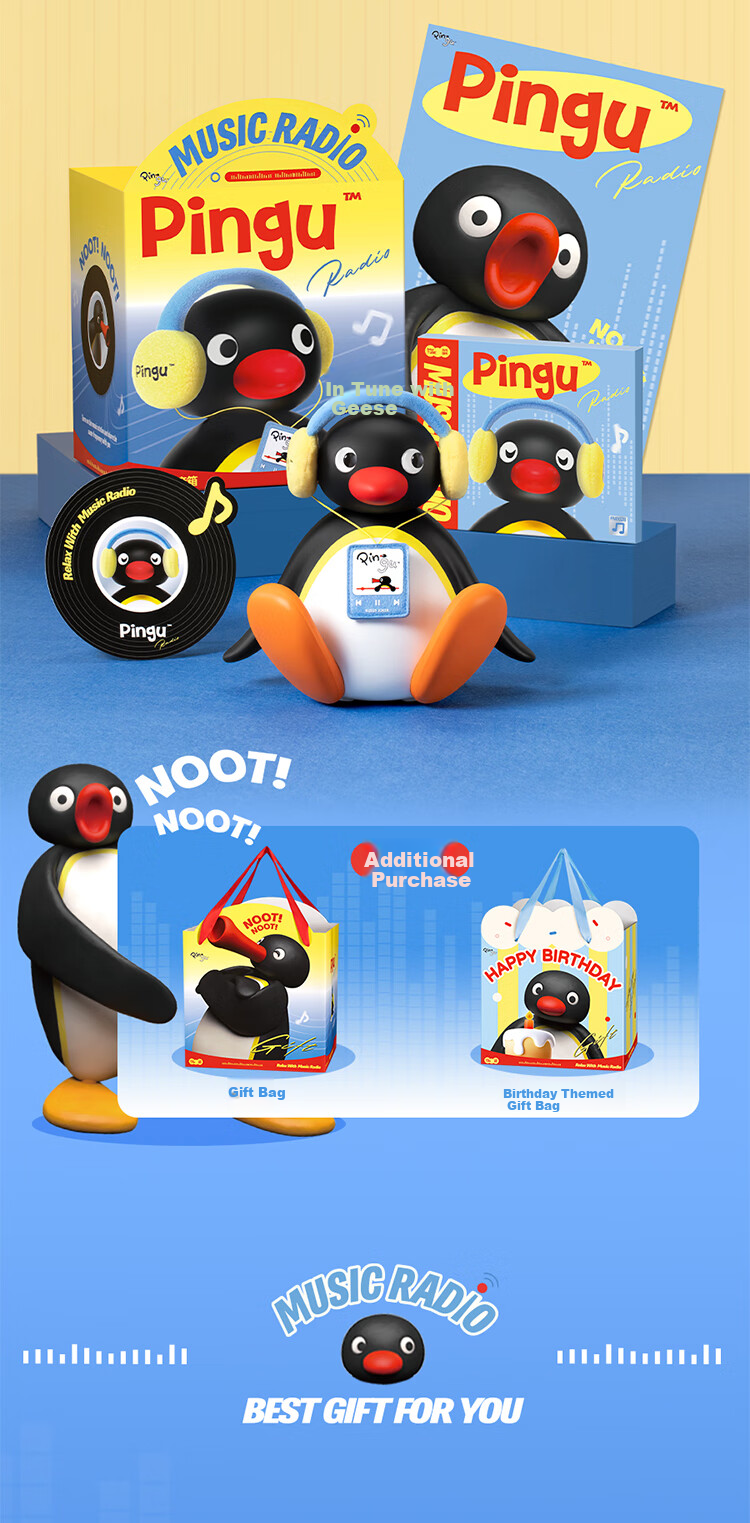 MARtube Pingu Penguin Rocking Speaker Bluetooth Desktop Speaker for Wedding, Housewarming, Small Outdoor High-Quality Premium Niche Gift for Girlfriends, Ladies, Boys, Birthday Present for Boyfriend 6
