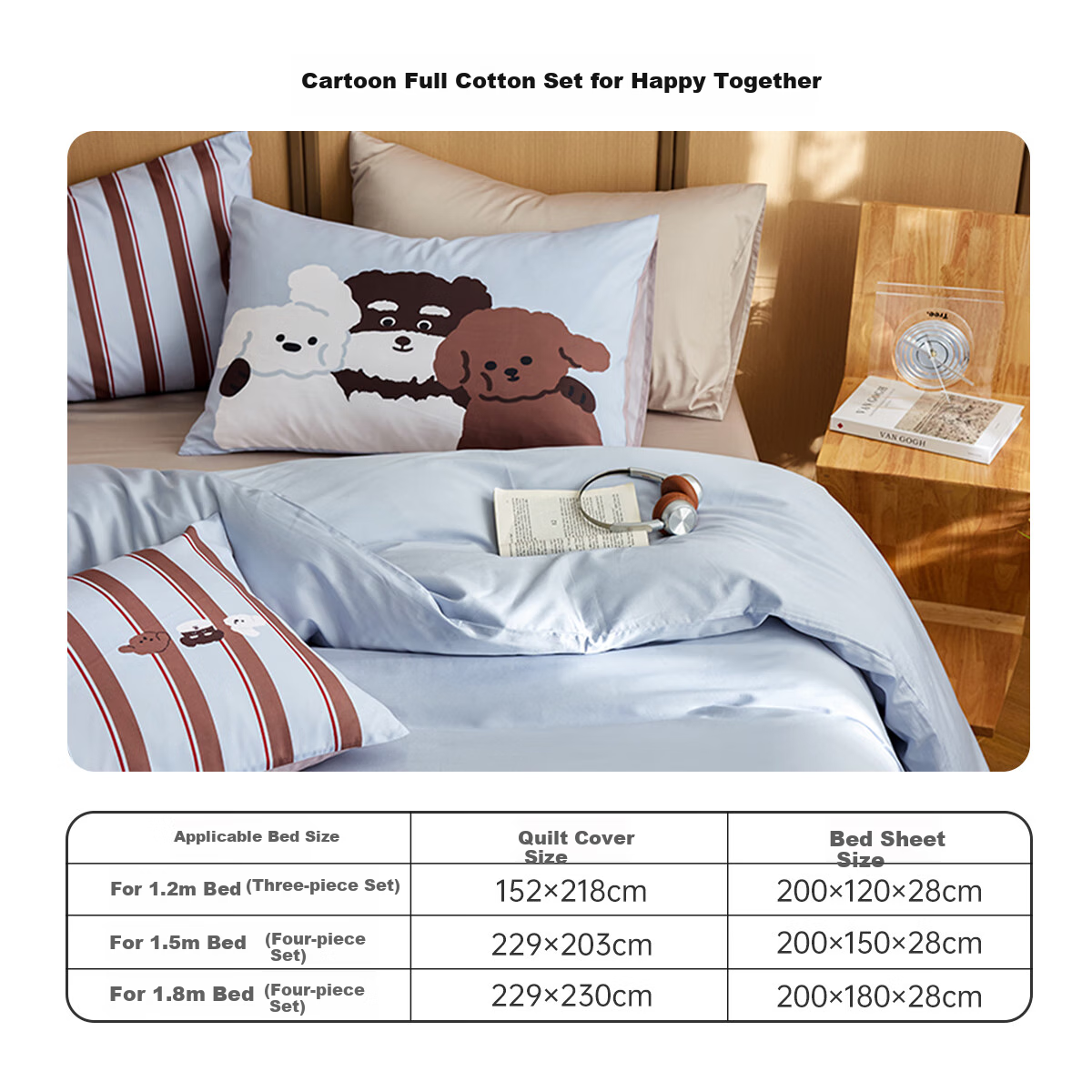 Комплект постельного белья Dohia "Let's Be Happy Together", 60 нитей, 1.8м, хлопок, 229x230 см