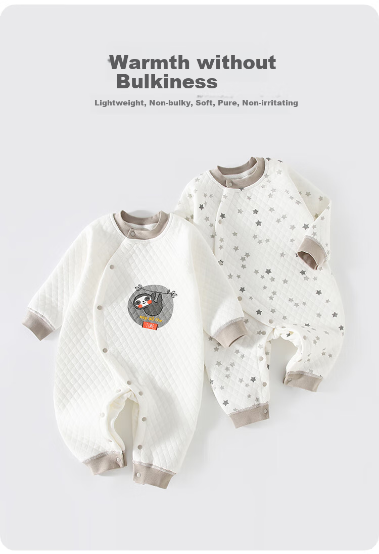 Qiaojiaoya Baby Clothes, Newborn Onesie, Thickened Padded Suit, Warm Full Moon Outfit for Boys And Girls, Crawling Suit, Sleepwear, Spring And Autumn Seasons 4