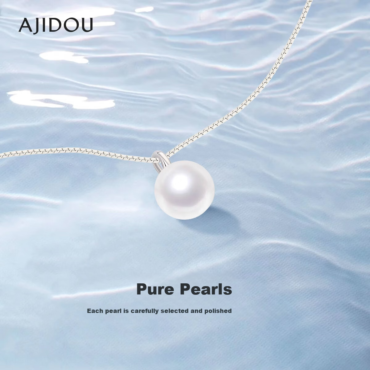 AJIDOU Necklace, S925 Silver Freshwater Pearl Choker, Luxurious High-End Feel, Simple Bead Versatile Neck Chain, New Year Gift for Women's Day