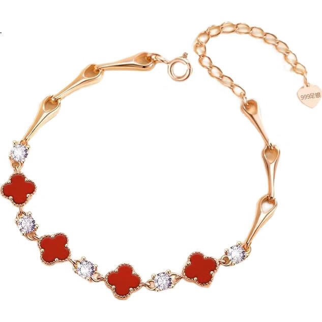 Браслет GLTEN с цирконами Swarovski "Четырехлистный клевер", из чистого серебра, для женщин, подарок на День Святого Валентина, день рождения, Новый год