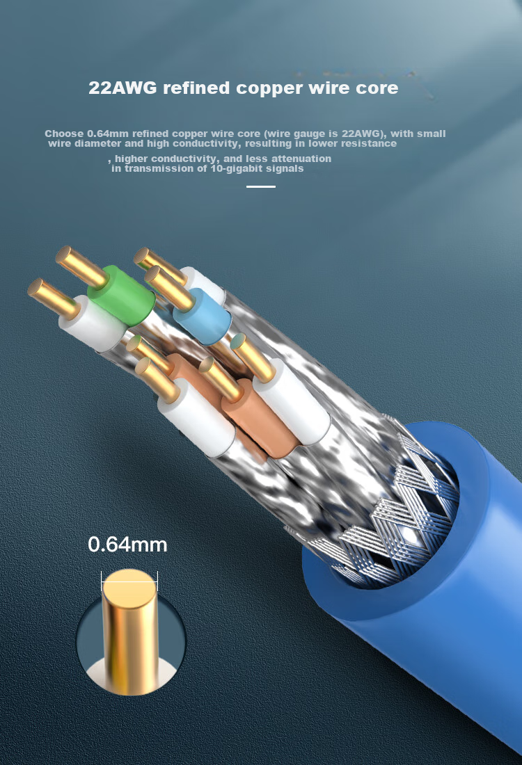 CHOOSEAL (CHOSEAL) Cat8 10G Double-Shielded Engineering-Grade E-Sports Level 0.64mm CAT8 High-Speed Network Cable, 40G Pure Copper Core POE Power Supply Home Security Box Cable, 25 Meters, QS2680B 4
