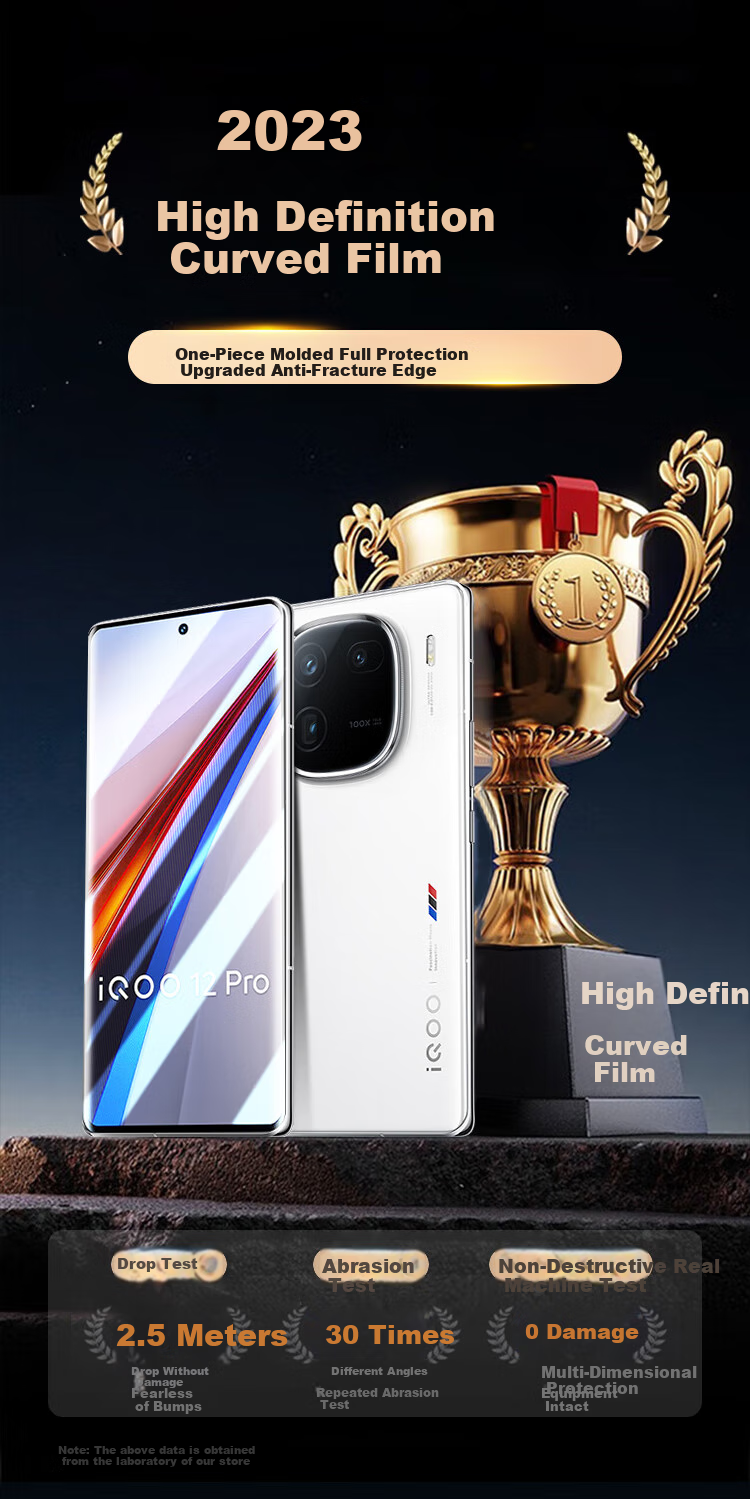 KOOLIFE Tempered Glass Screen Protector for Vivo IQOO12Pro, IQOO12Pro Phone Film, Curved Screen Glass Full Coverage Ultra-Thin HD Anti-Drop Fingerprint Resistant Protective Film 1