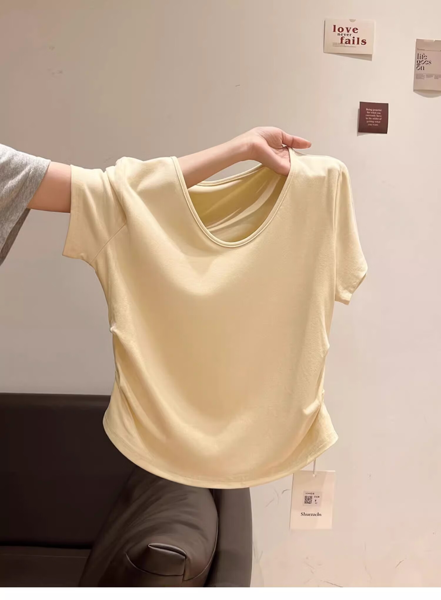 Woodpecker Women's Loose Fit Short Sleeve T-Shirt Summer New V-Neck Ruffled Waist Slim Crop Top White 2XL 9