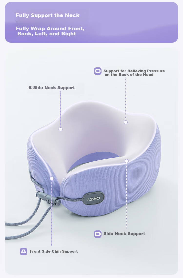 JD Original Xiaowei Travel Pillow, Aerospace Memory Foam U-Shaped Neck Support Pillow, Portable Storage Design, Purple 5
