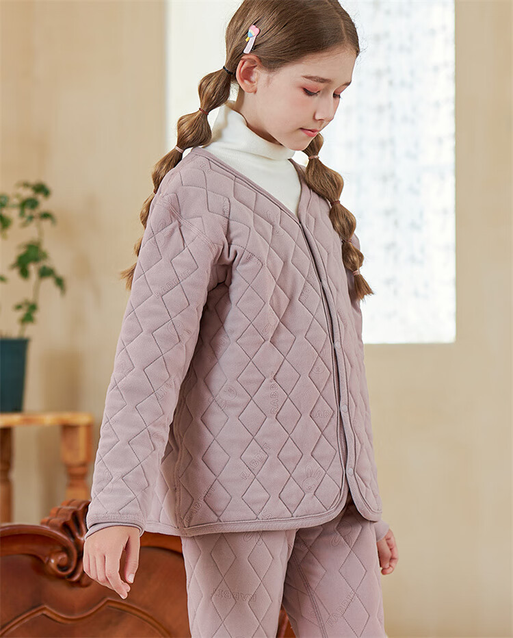 Dingguagua Children's Thermal Underwear Top Boys School Uniform Autumn Winter Girls Inner Wear Fleece Thickened Cotton Jacket 5