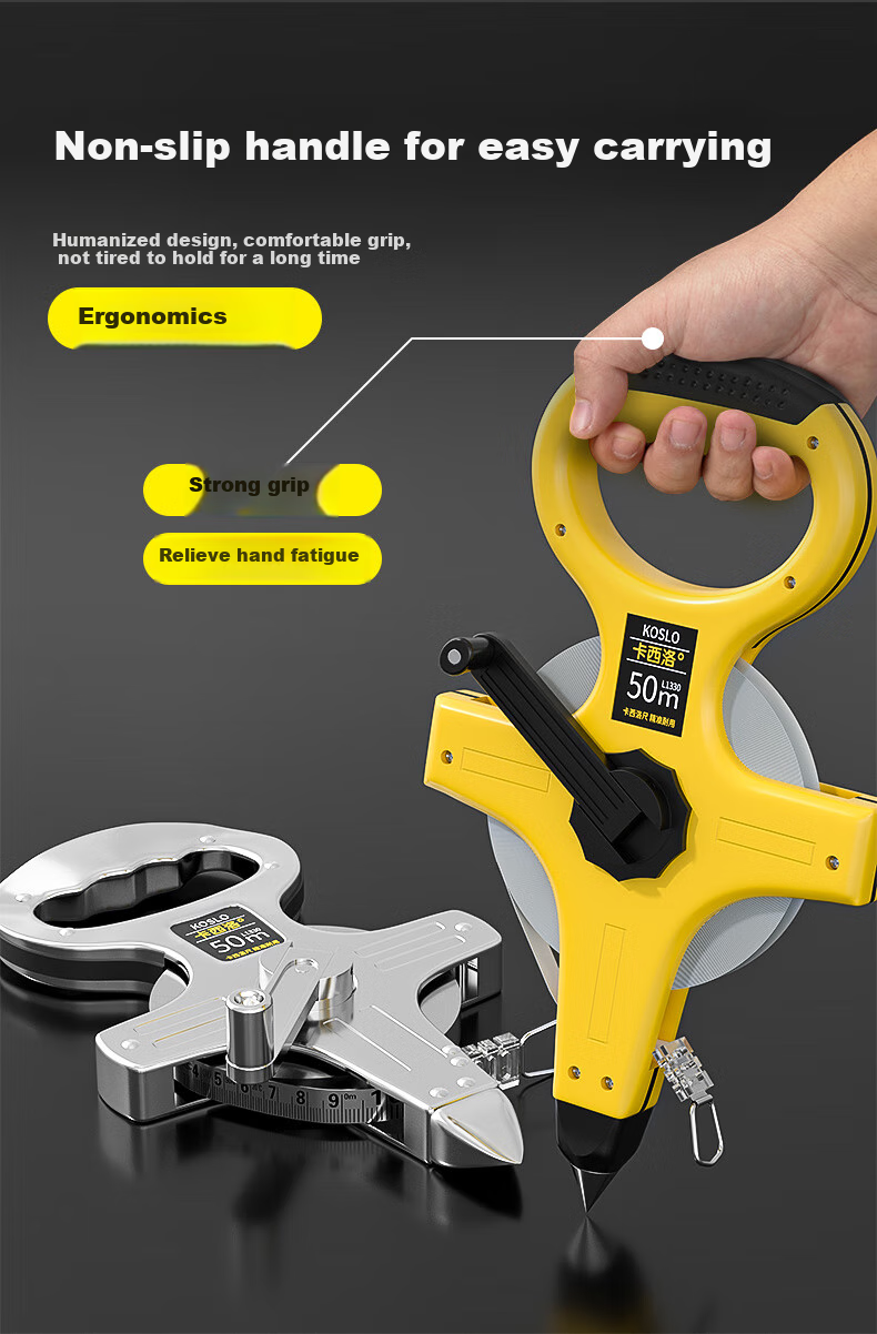 Kaxiluo 30-Meter Steel Tape Measure, Engineering Measuring Tape, Construction-Specific Extra-Hard Handheld Ruler, High-Precision Steel Ruler, Frame-Type Ruler, Thickened Large 7
