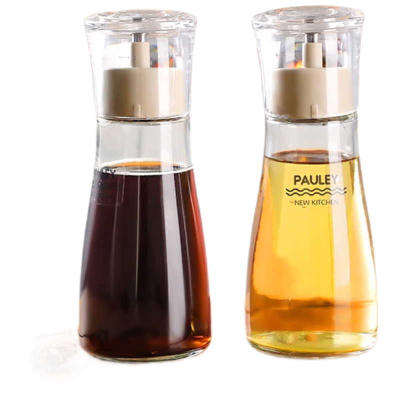 BDO Automatic Opening Glass Oil Bottle Soy Sauce Bottle Seasoning Jar Vinegar Bottle Kitchen Restaurant Multi-Purpose Condiment Bottle 150ml*2