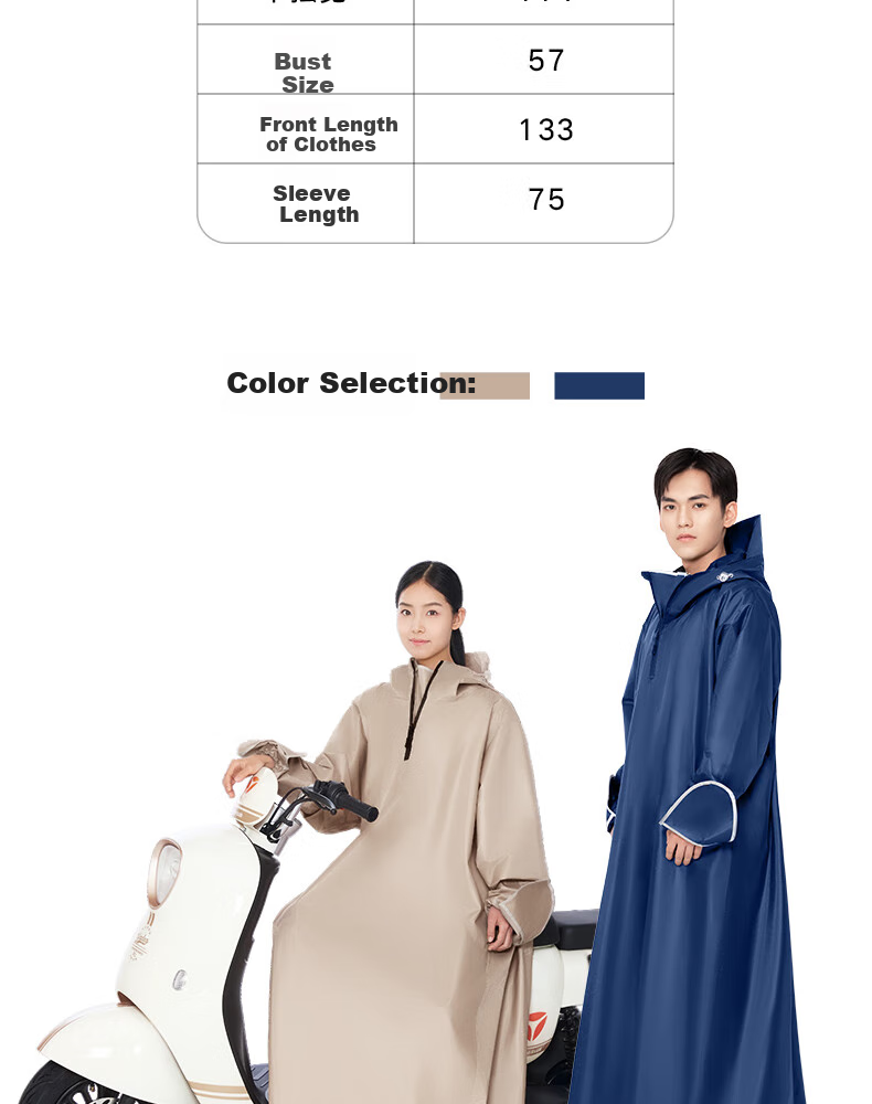 Yadi Electric Bicycle Raincoat Poncho for Men And Women, Adult Cycling Scooter Thick Long Style with Reflective Strips Single-Person Rain Poncho 22
