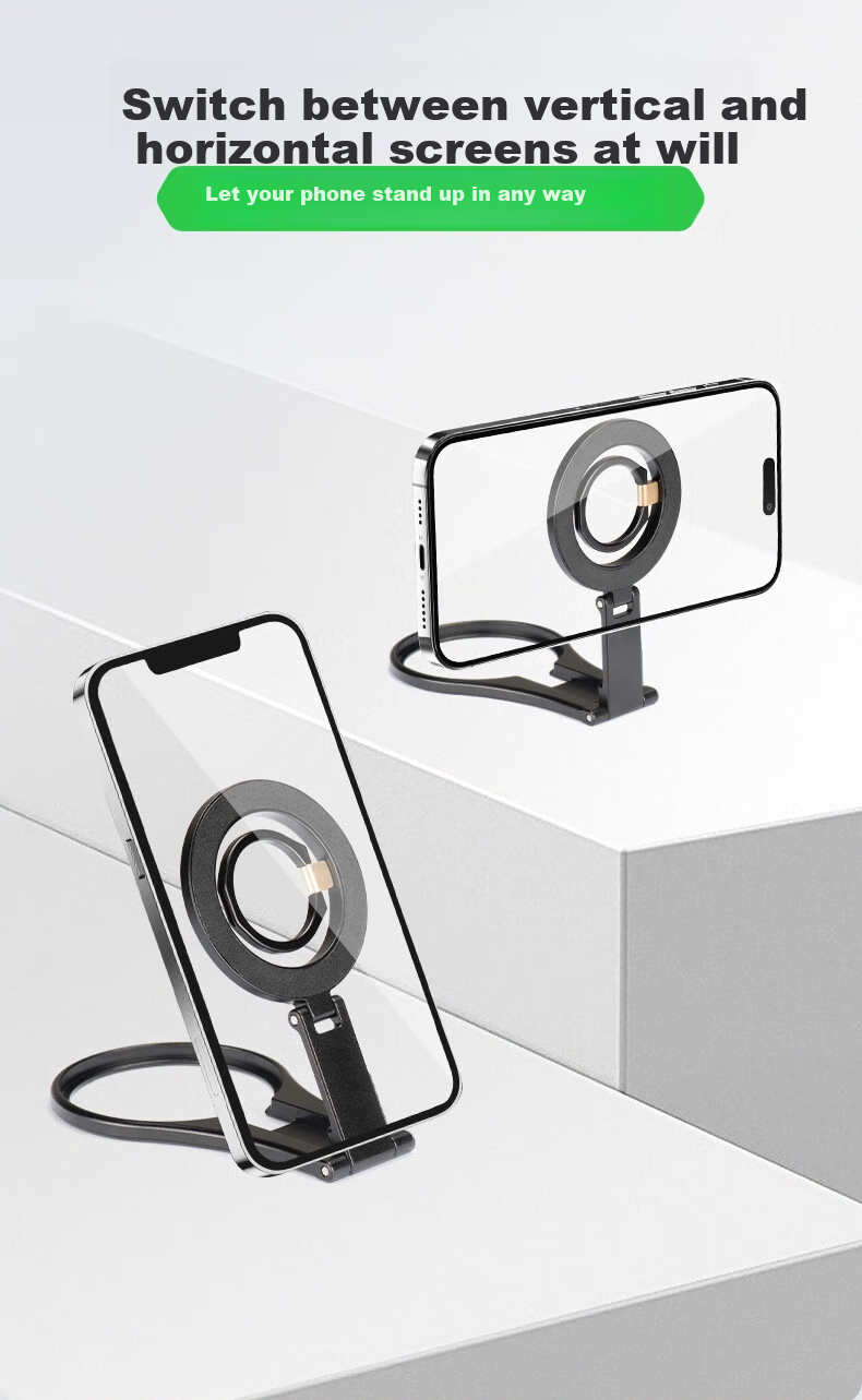 FANAUE Magnetic Phone Stand with Ring Holder, Back Patch, Desktop Phone Stand, Live Streaming Multi-Functional Rotating Magnetic Phone Holder, Ultra-Thin Portable Foldable Stand MS-02 8