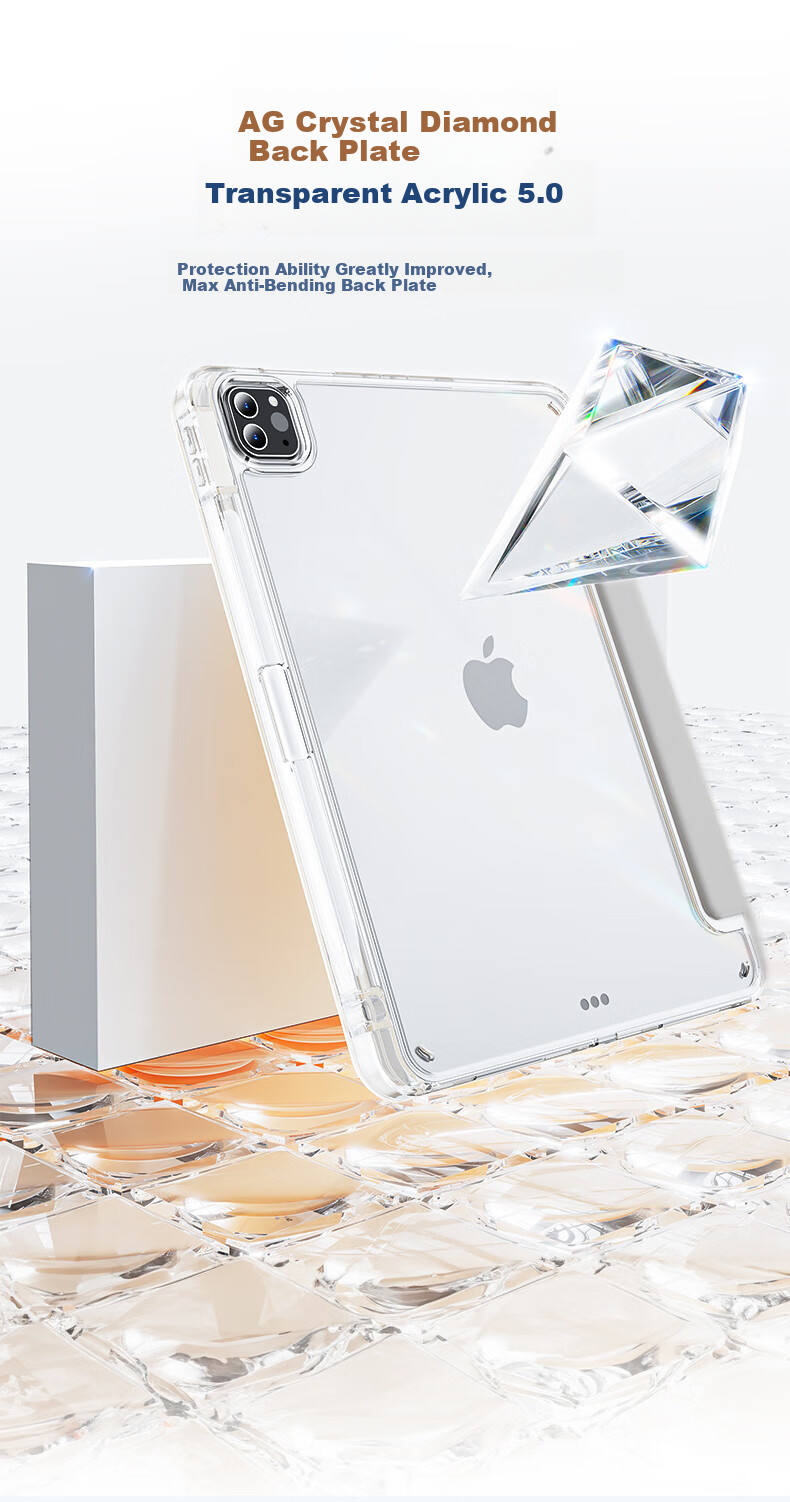 JPLAYER Apple IPad Mini 7/6 Protective Case, 8.3 Inch 2024/21 Mini Y-Shaped Multi-Angle Folding Acrylic with Pencil Slot, Tablet Computer Protective Cover, Smart Sleep Gray 2