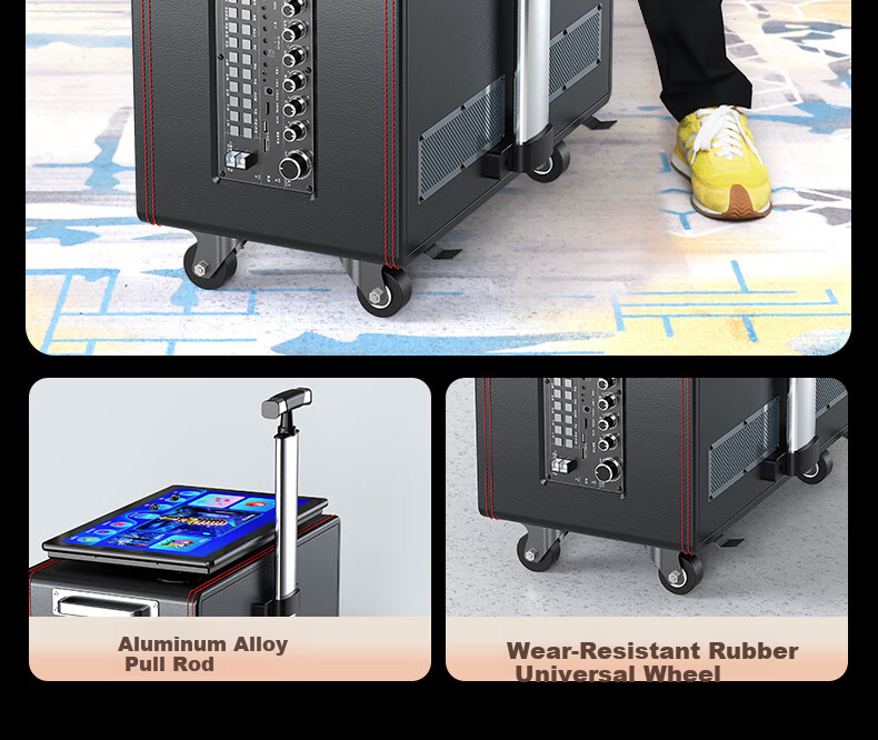 Huabao TV80 Flagship Dual-Microphone Karaoke All-In Machine, Outdoor Trolley, Home KTV Sound System, Home Theater, Karaoke Live Streaming Sound Card, Voice Karaoke, Square Dance with Touch Scree 8