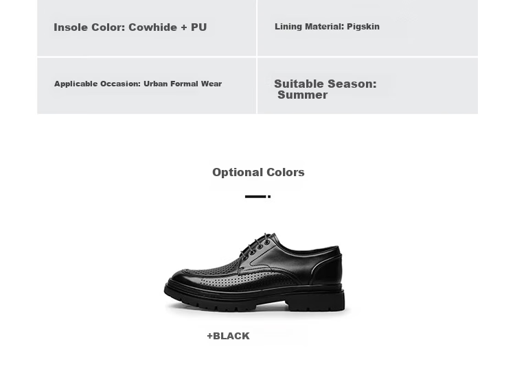 Goldlion Men's Derby Shoes, Business Formal Shoes, Fashionable Perforated Breathable Leather Shoes G571230574AAD, Black, Size 43 17