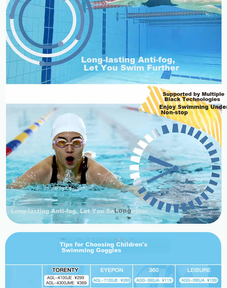 Arena Anti-Fog Pioneer Children's Swimming Goggles, Coated High-Definition Waterproof Sun Protection, Non-Binding Youth Professional Training Swim Goggles 2