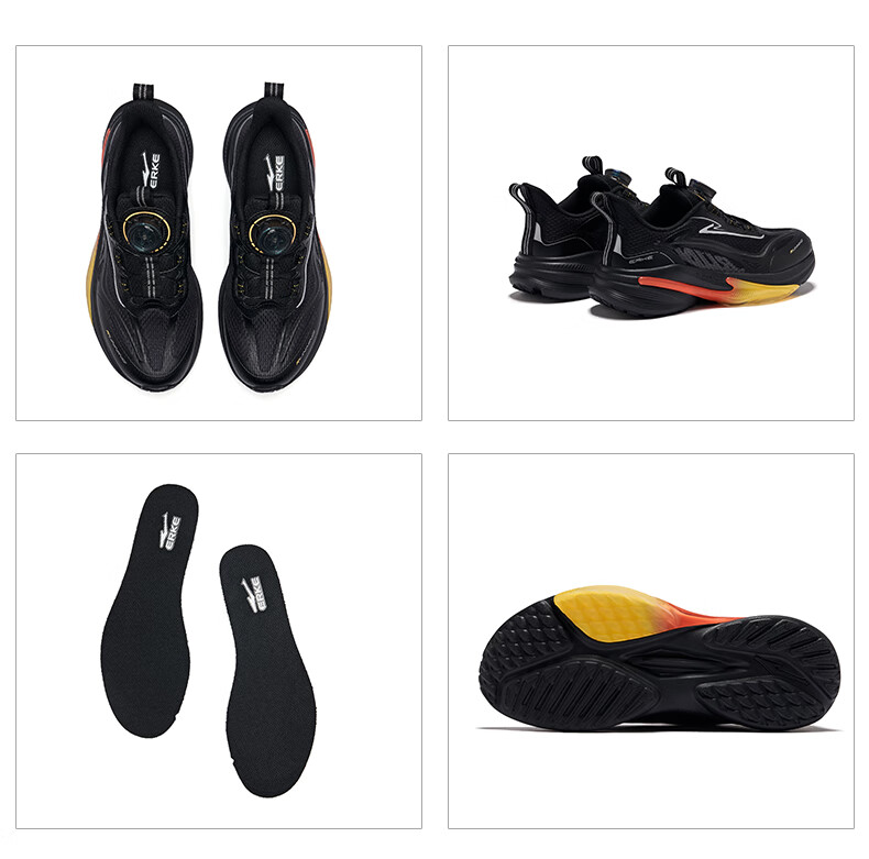 ERKE Kids Running Shoes Boys and Girls Children's Durable Sports Shoes Black Size 35 18