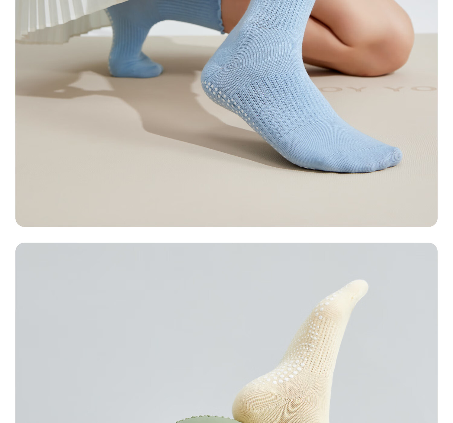 Yottoy Non-Slip Yoga Socks Professional Women's Pilates Knee-High Training Socks Sports Anti-Slip Long Socks Light Cloud Gray 16