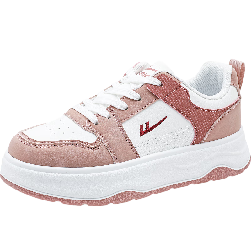 Warrior Women's Sneakers, Fashionable Casual Shoes, Versatile White Shoes, Women's Thick-Soled Sports Shoes, WXY-M120C, Red And White, Size 40