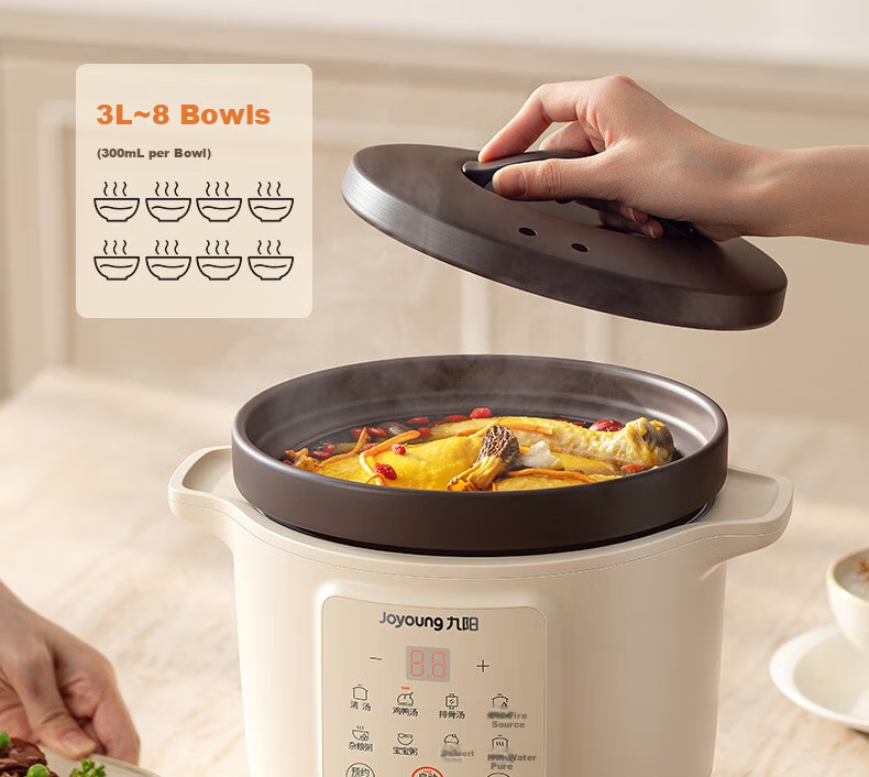 Joyoung Electric Stew Pot, Electric Clay Pot, Electric Stewing Cup, Soup Pot, High-Temperature Porcelain Bird's Nest Stew Pot, Porridge Cooking Tool, Specialized Pot for Stewing, 3L Large Capacity GD317 21