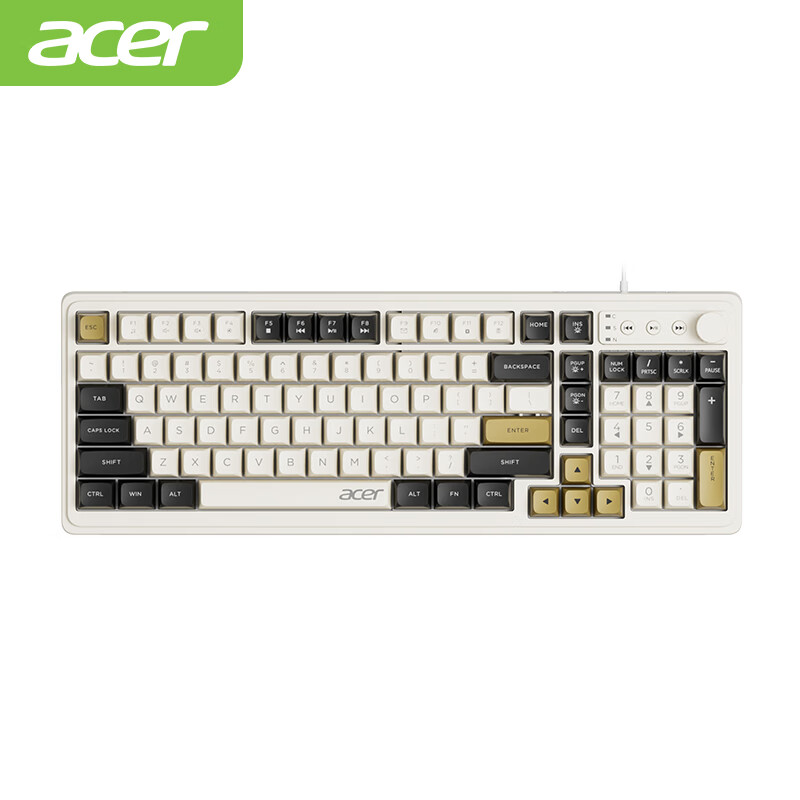 Acer Wired Mechanical Feel 98-Key Silent RGB Backlit Ergonomic Keyboard with Volume Knob for Office and Gaming