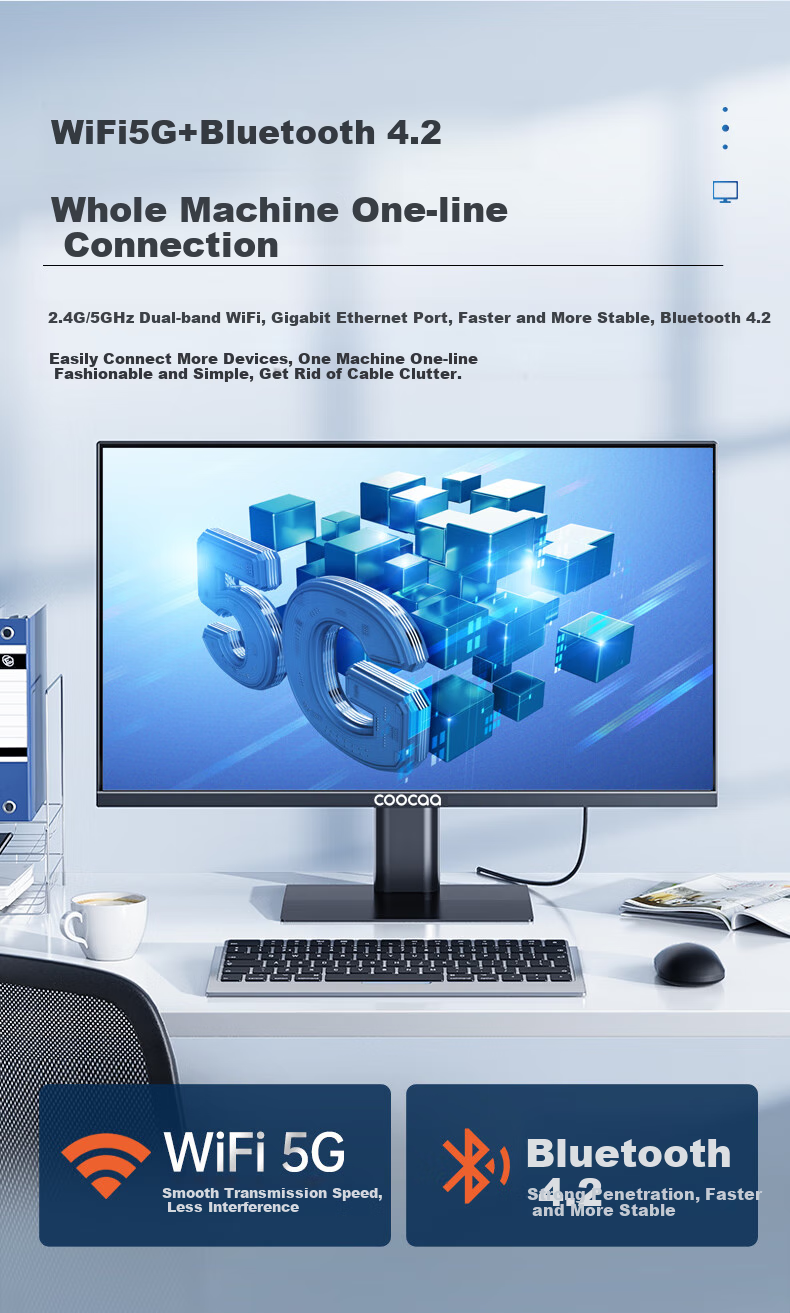 Coocaa Skyworth All-In Computer, 27-Inch, Home And Business Office Study Desktop PC, HD (I5-12450H, 16GB RAM, 512GB Storage), WIFI, Bluetooth, Deep Black Obsidian Night 4