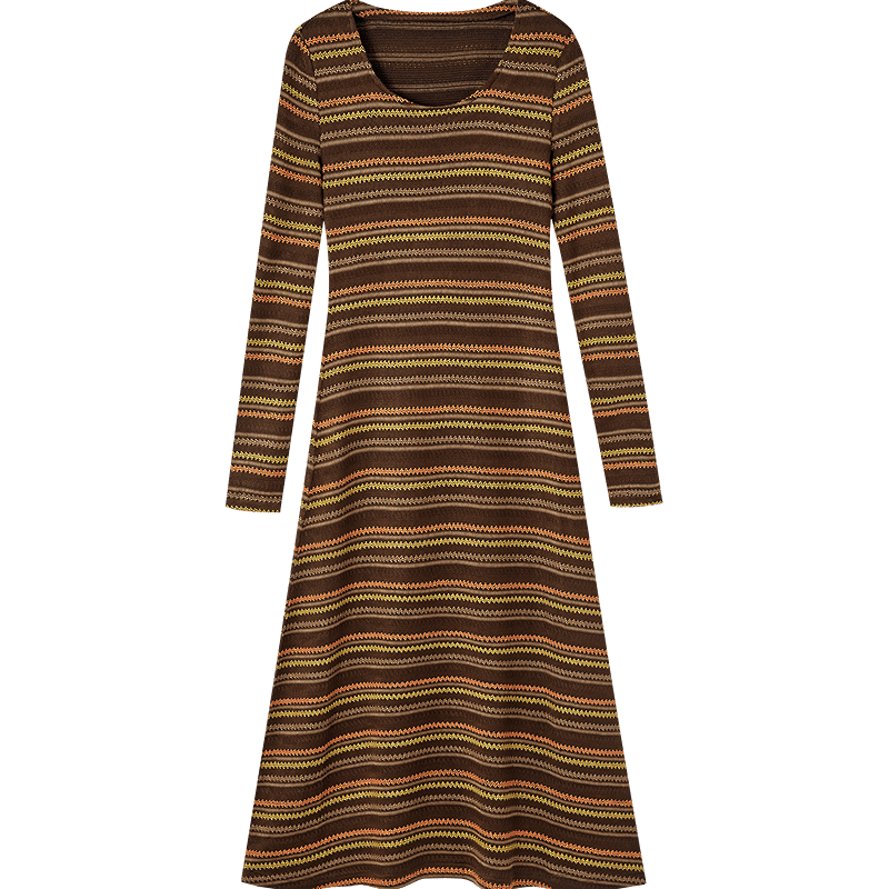 Demana Vintage Spicy Girl Autumn American College Striped Jacquard Slim Petite A-Line Elegant Women's Dress