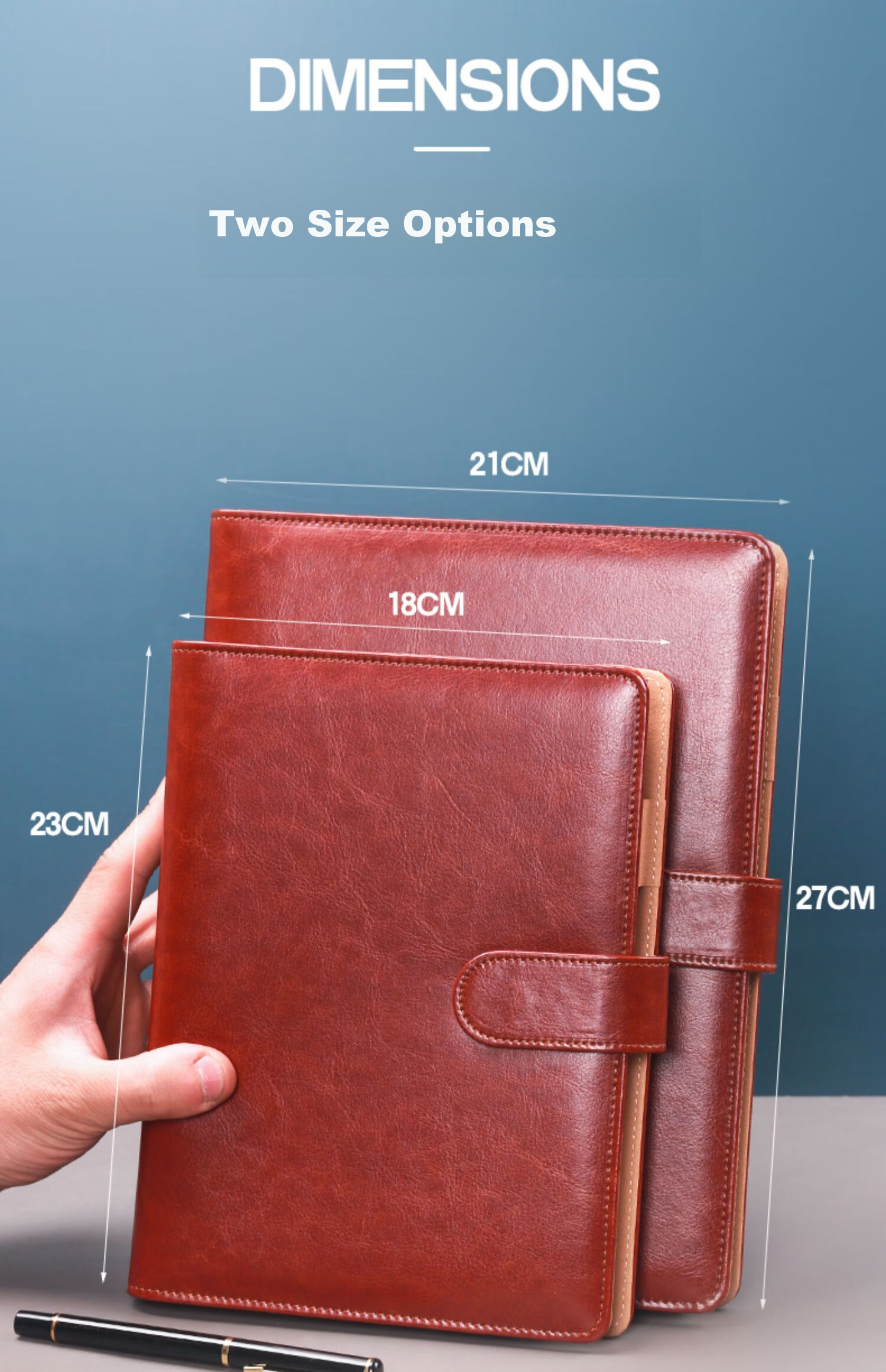 Xuchenwenju Simple Business A5 Navy Blue Loose-Leaf Notebook, 6-Ring High-Quality Leather Cover, Office Supplies, Work Journal, Diary, Detachable, Customizable Logo 5