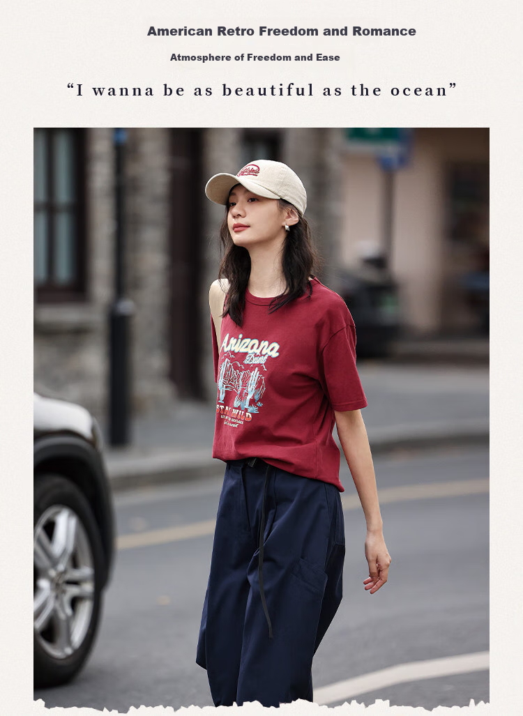 Dme [Vintage Floral Print T-Shirt], Summer Style, Grayish Blue Round Neck Decorative Short-Sleeve T-Shirt for Wome 19